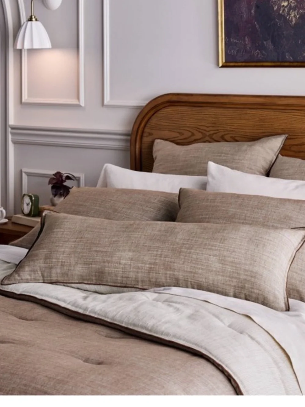 HEARTH & HAND NWT oblong reversible throw pillow -brown -14x36